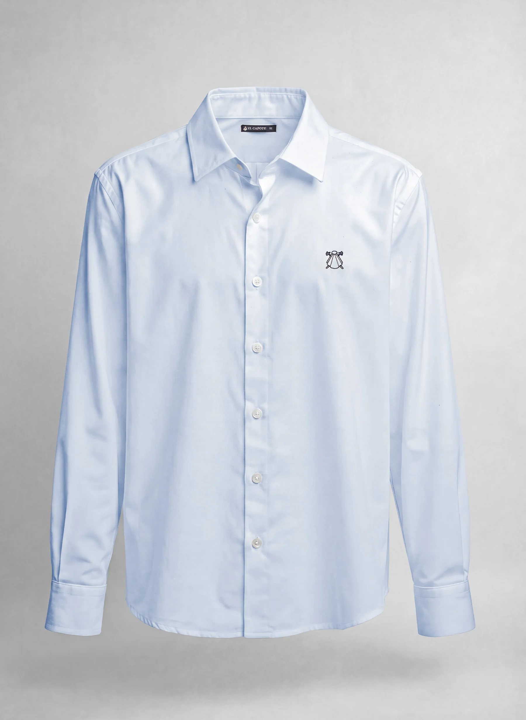 Camisa Azul Oxford  Cuello Italiano Mujer - Image 2