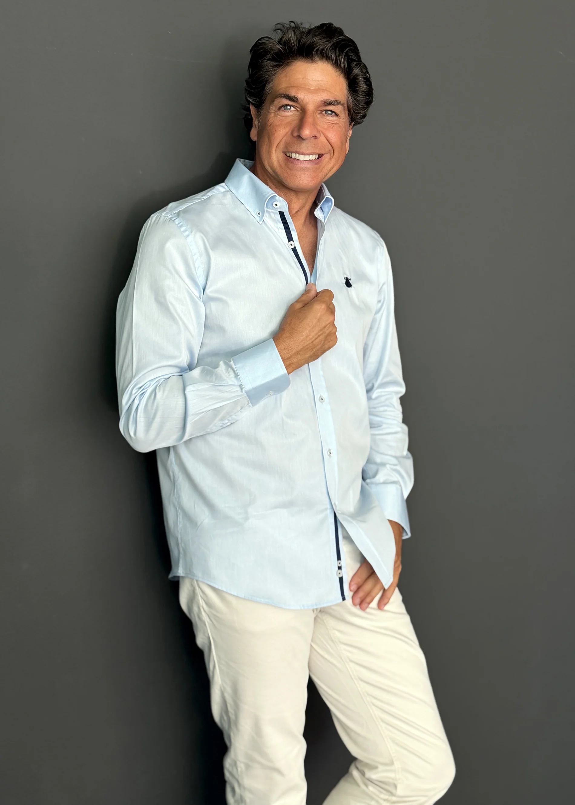 Camisa Celeste Tapeta e Hilo Azul Hombre