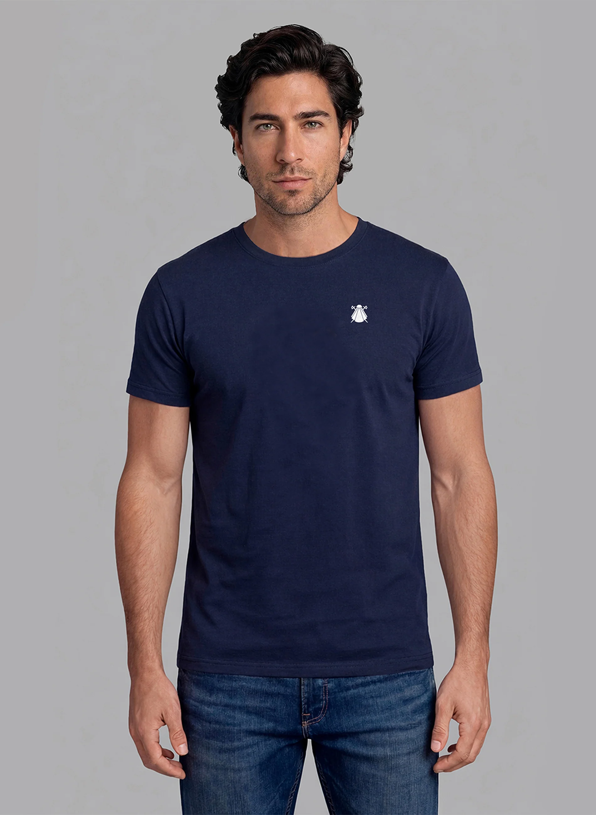 Camiseta Azul Marino Eslogan Espalda Hombre - Image 2