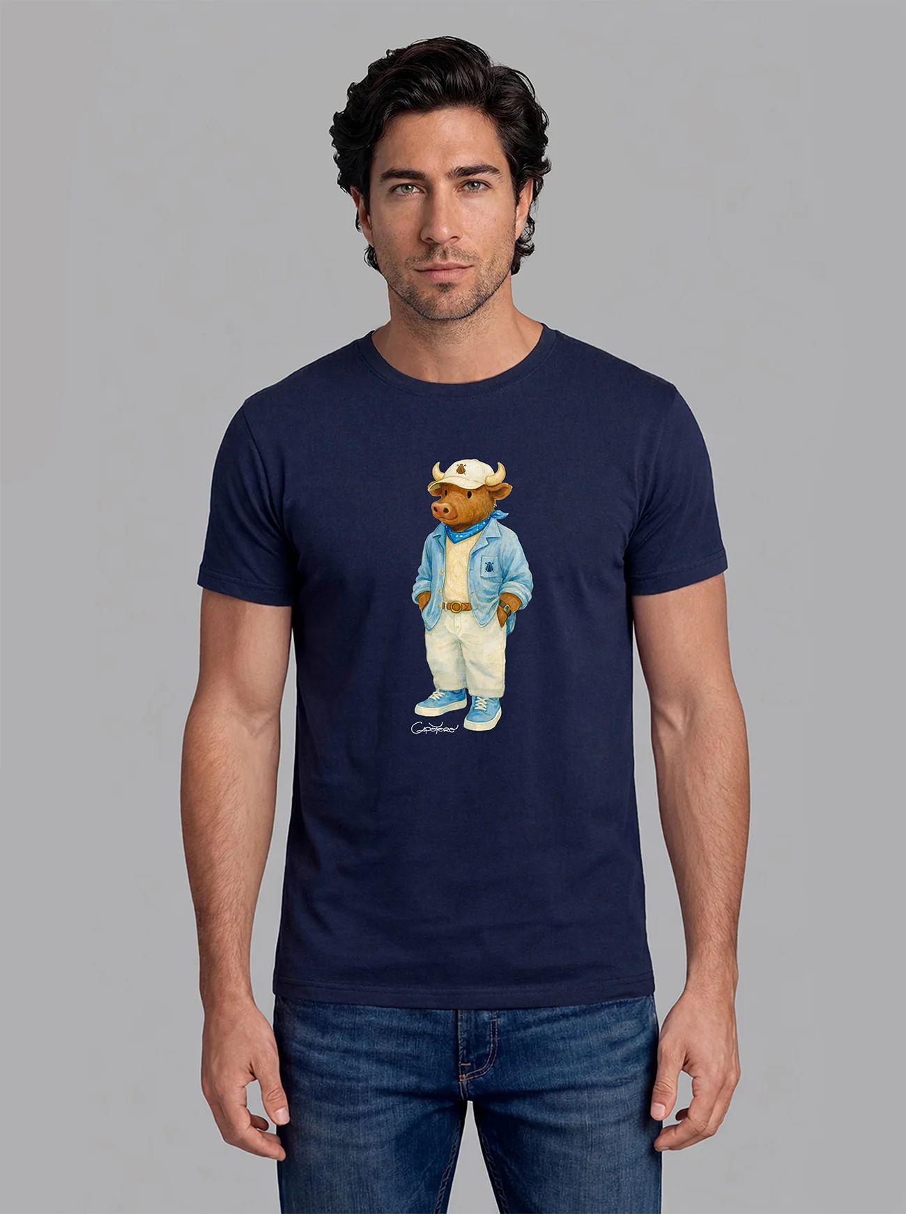 Camiseta Azul Marino Torito Hombre