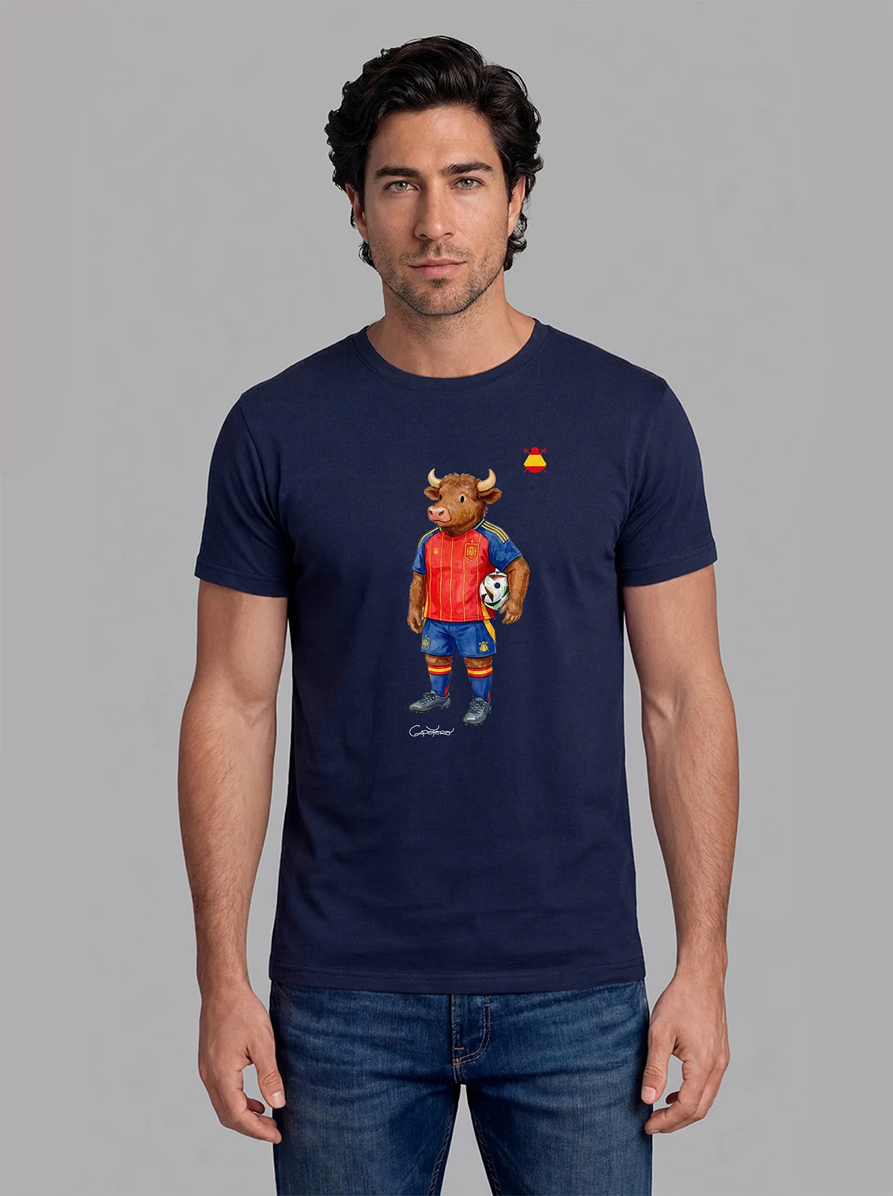 Camiseta Azul Marino Torito Selección Española Hombre
