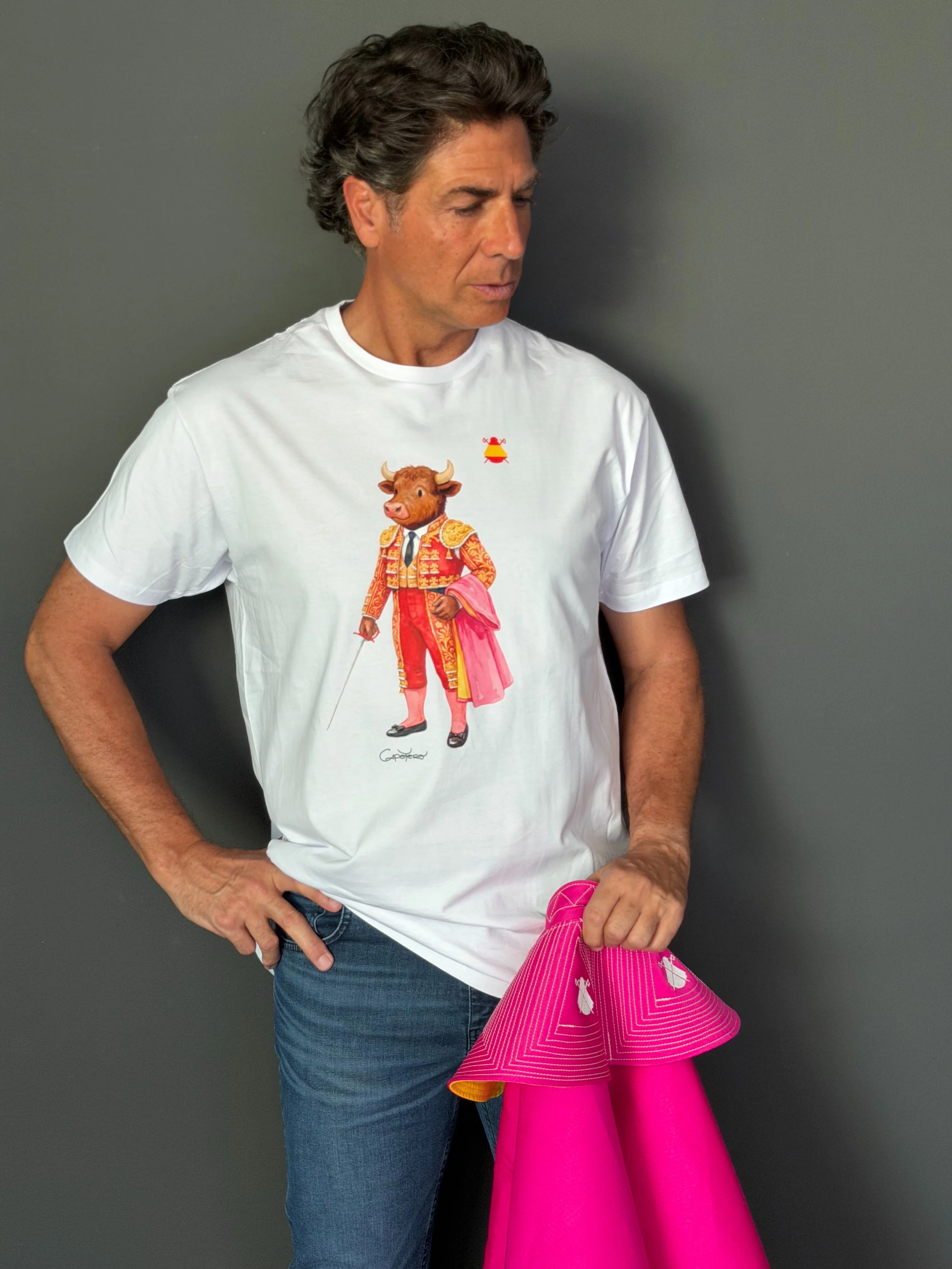 Camiseta Blanca Torito Capotero de Luces Hombre