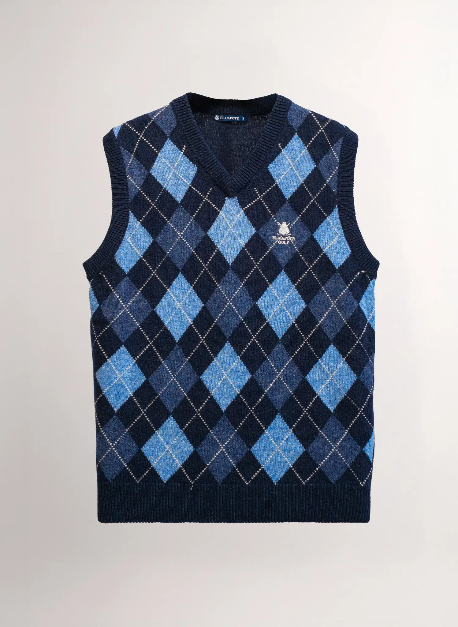 Chaleco Azul Lambswool Cuello Pico Rombos Hombre - Image 2