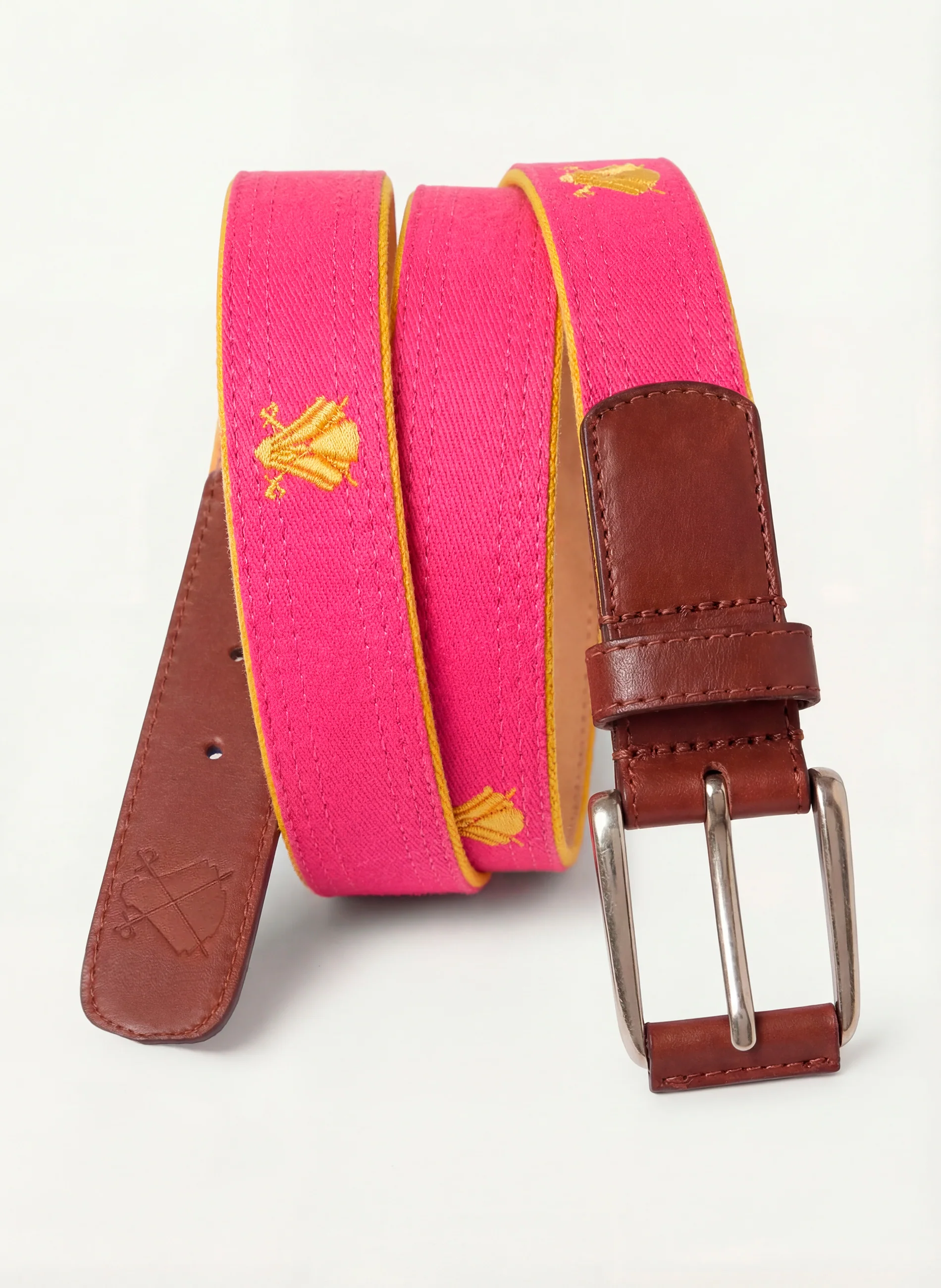 Cinturón Rosa Capote Logos Amarillos