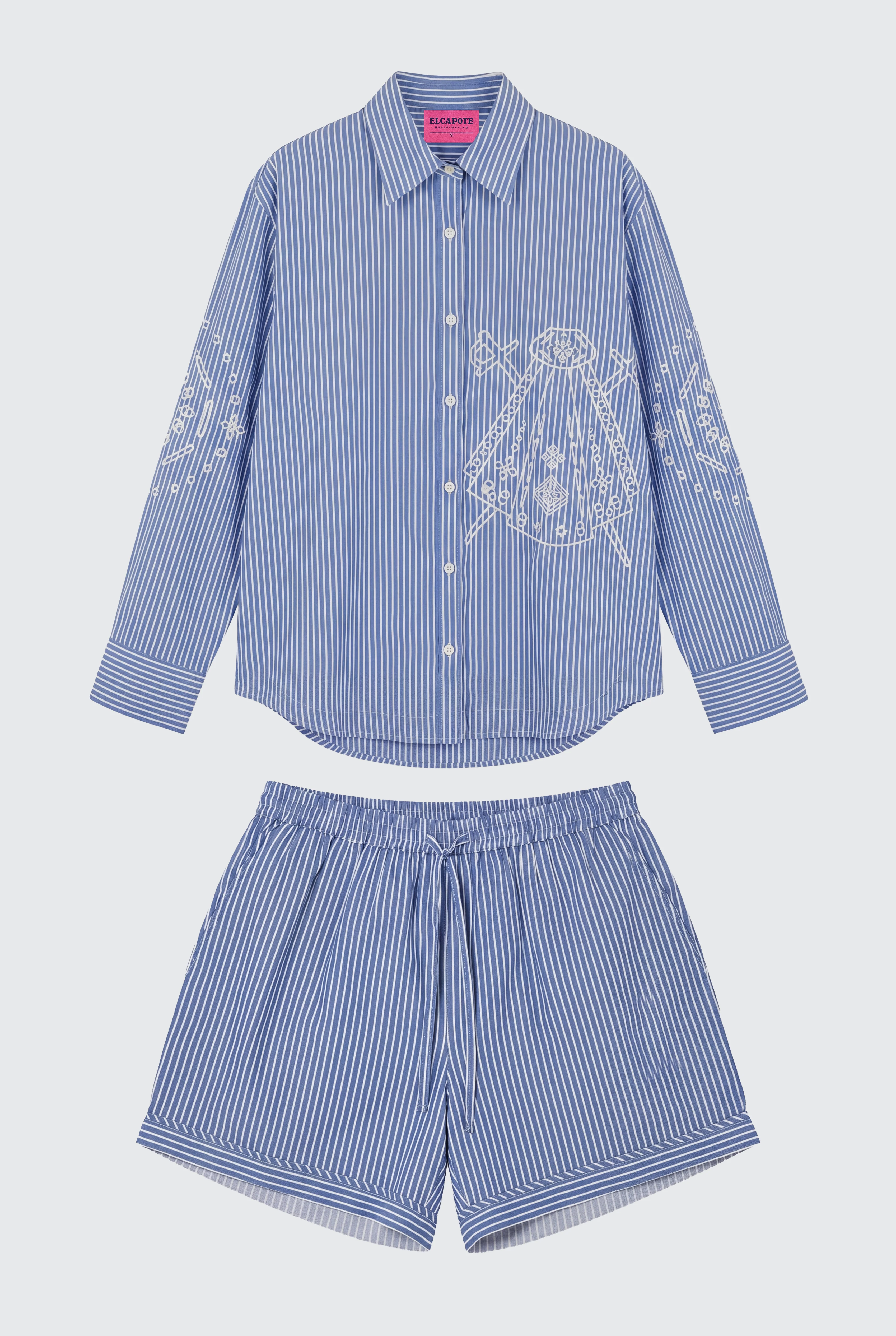 Conjunto Azul Capote Blanco Mujer - Image 3
