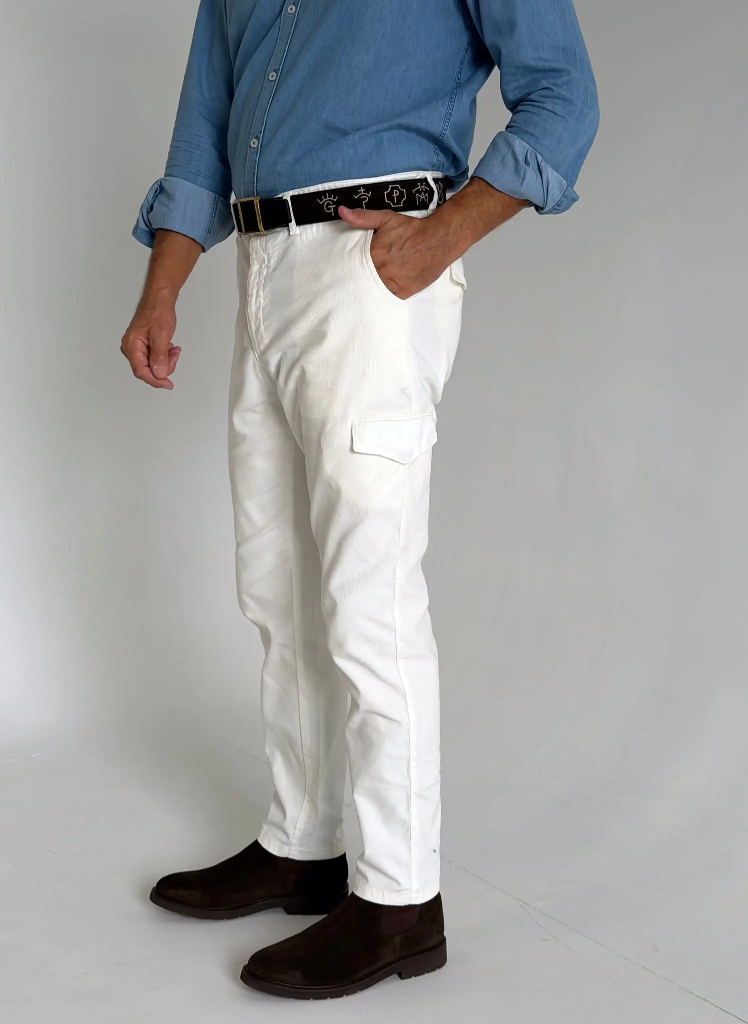 Pantalón Cargo Crudo Micro pana Hombre