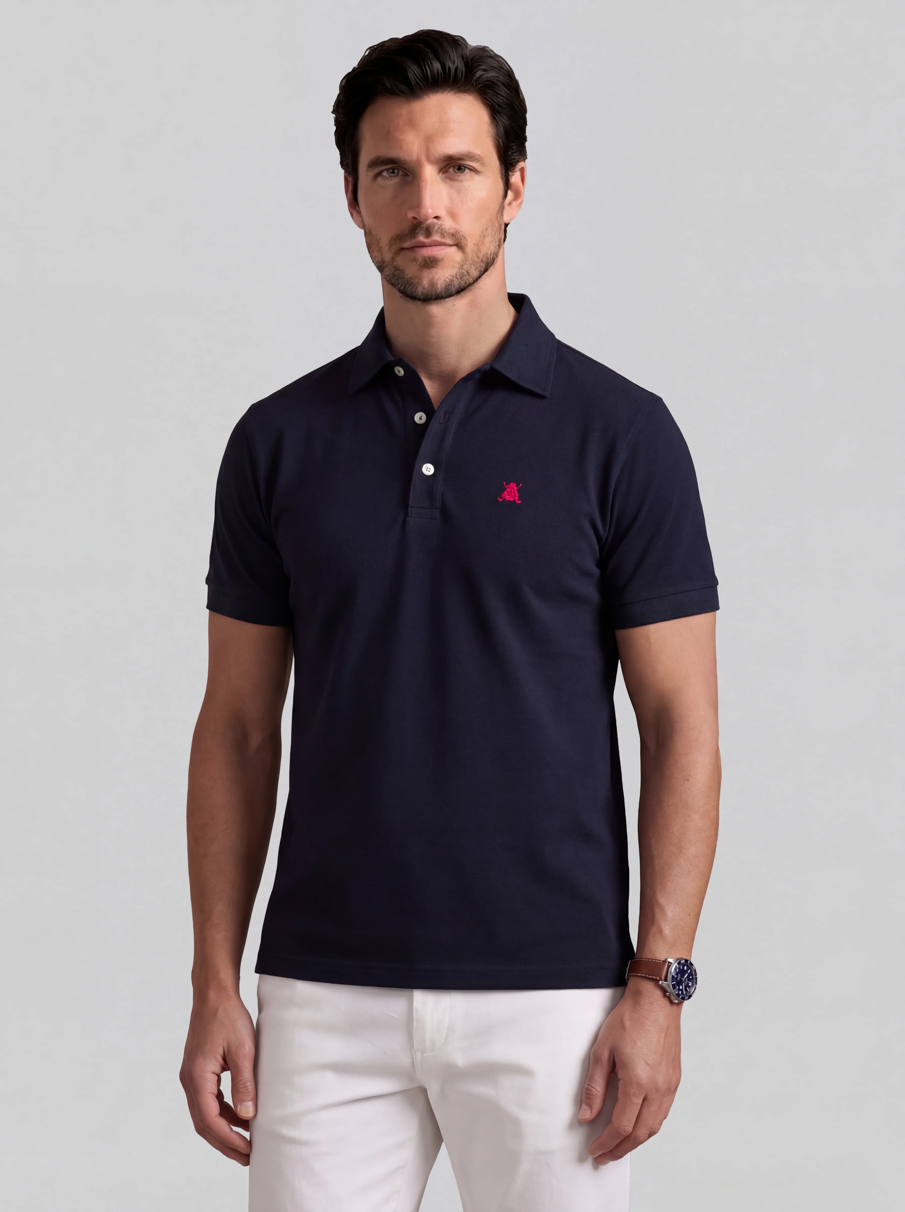 Polo Azul Manga Corta Soft Hombre