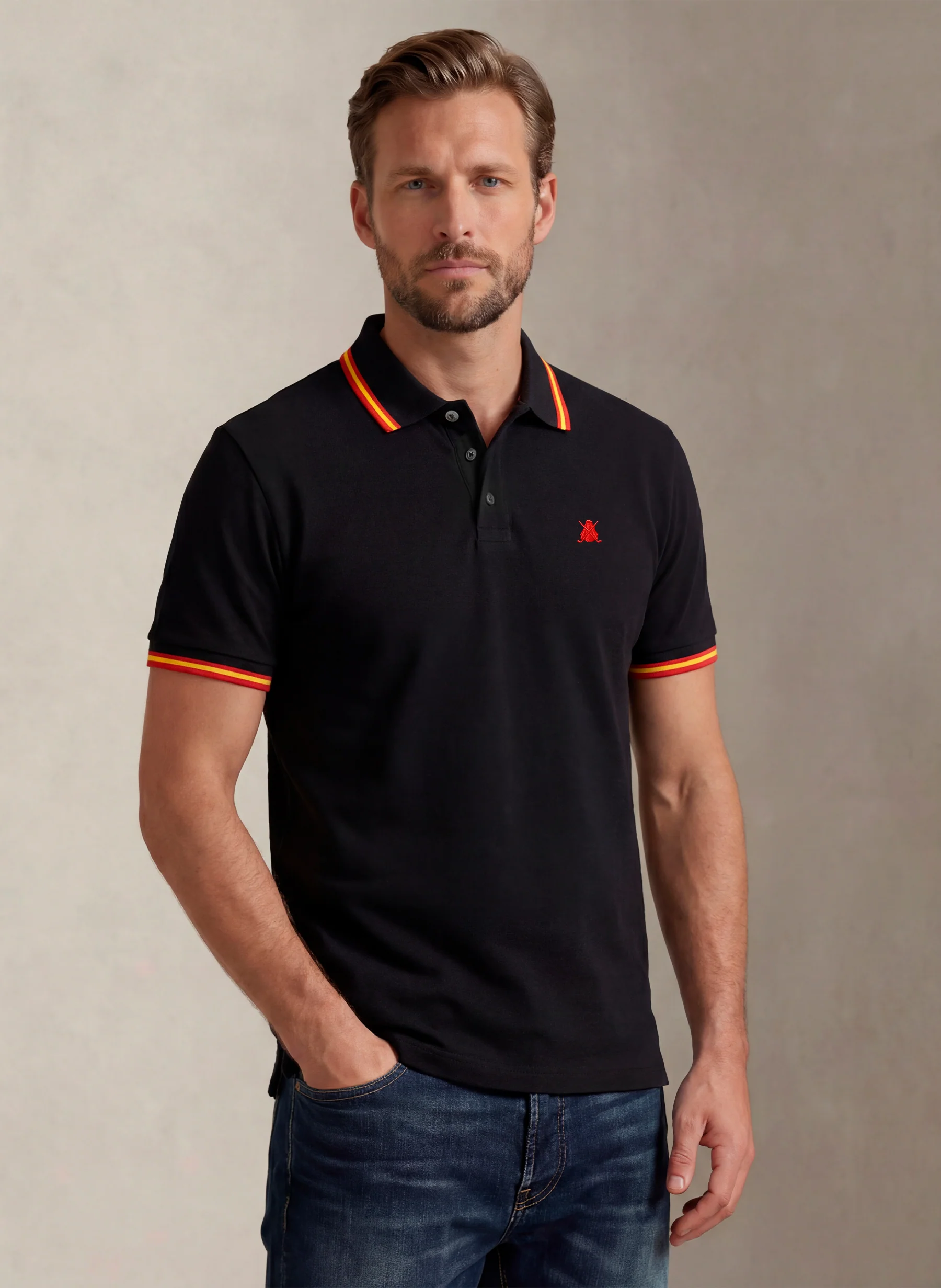Polo Negro España Clásico Hombre