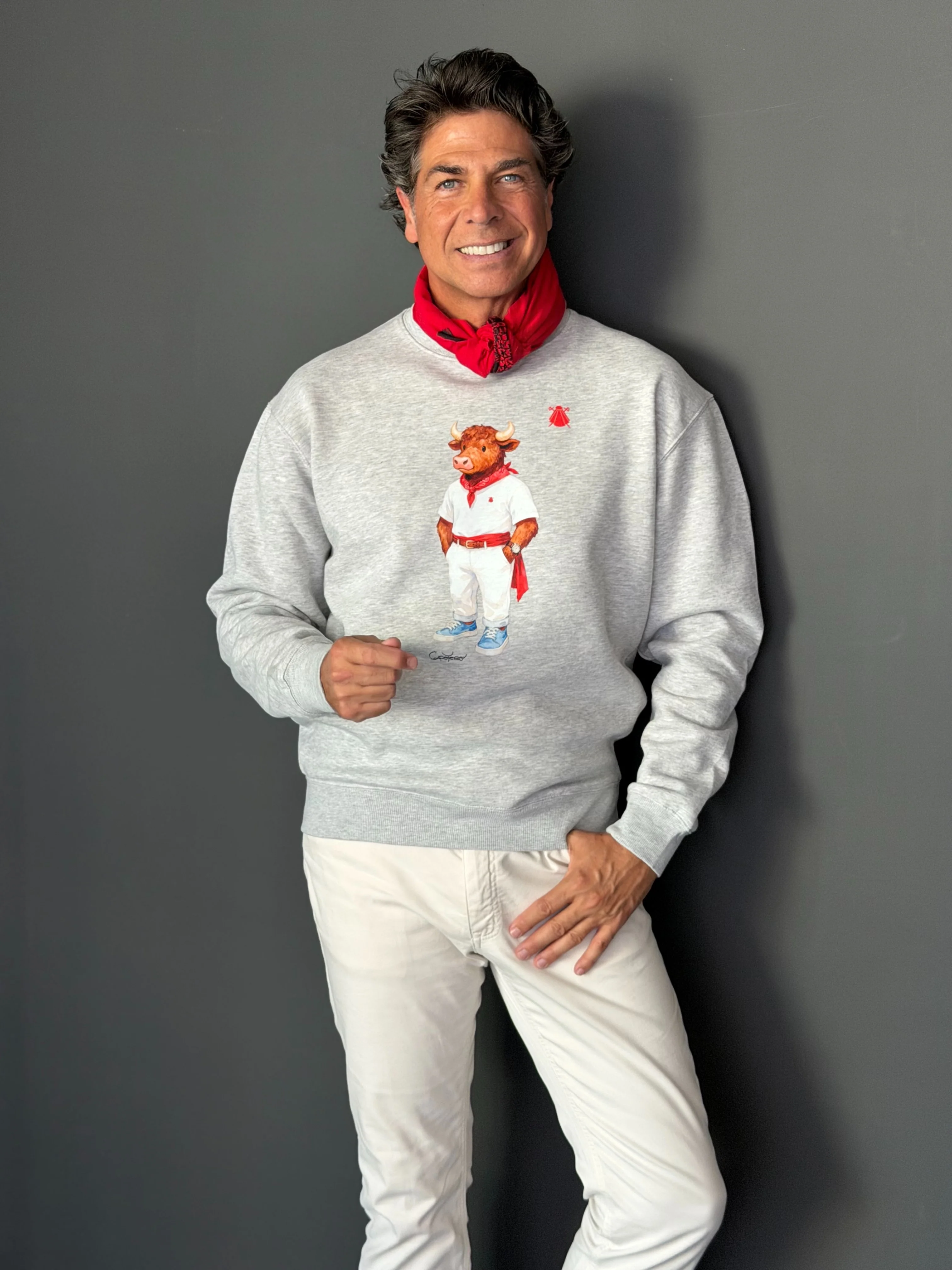 Sudadera Gris Torito San Fermin Hombre