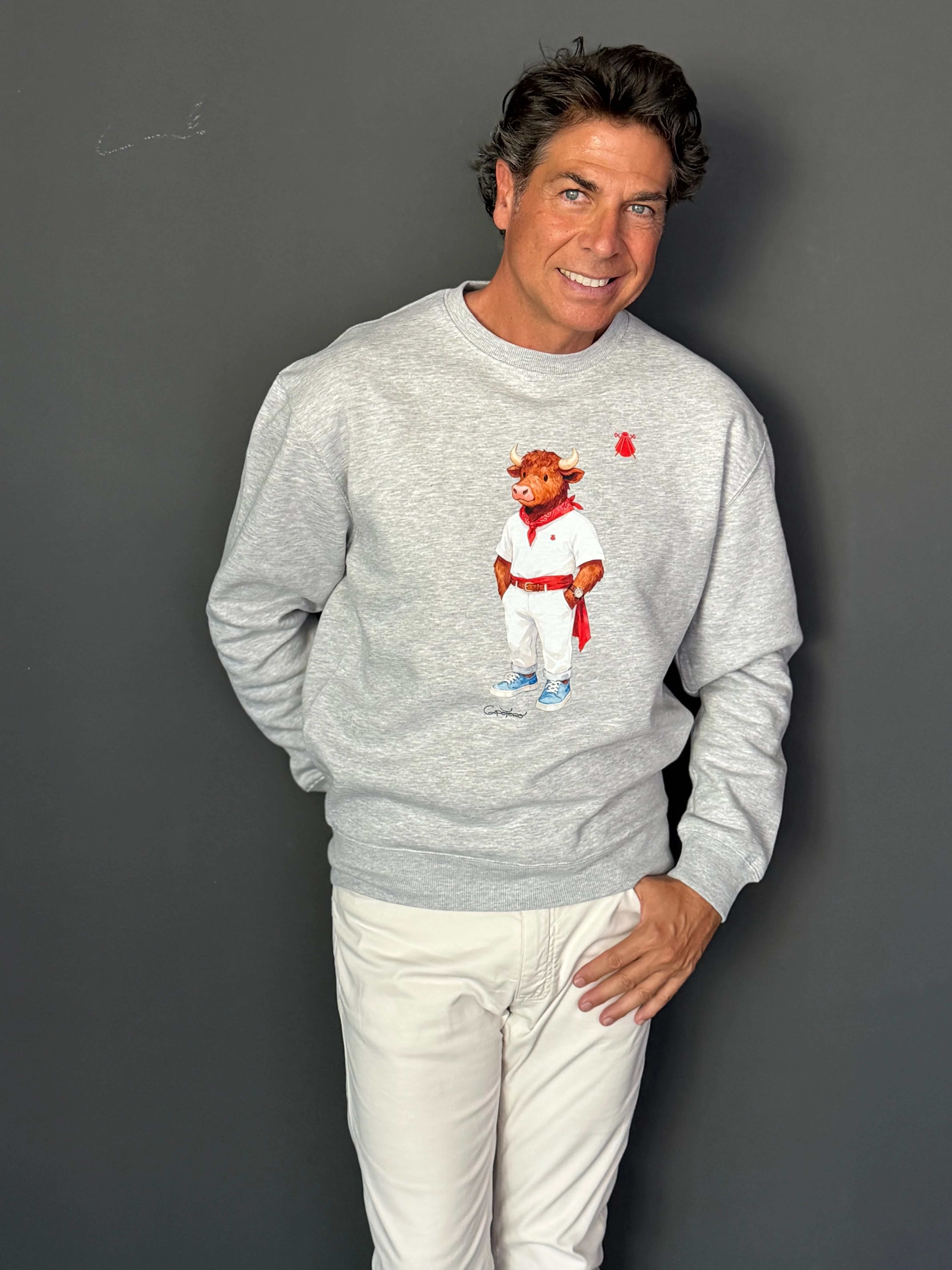 Sudadera Gris Torito San Fermin Hombre - Image 2
