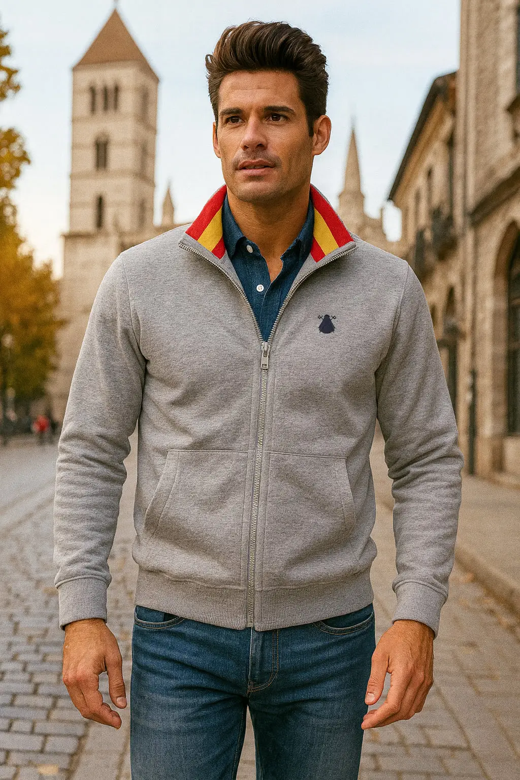 Sudadera Hombre Gris Cuello España