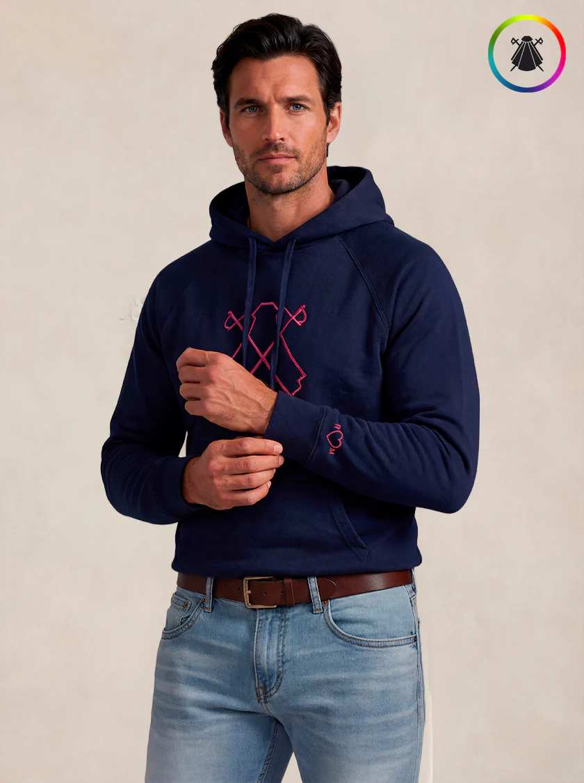Sudadera  Capucha Azul Marino Capote Rosa Hombre