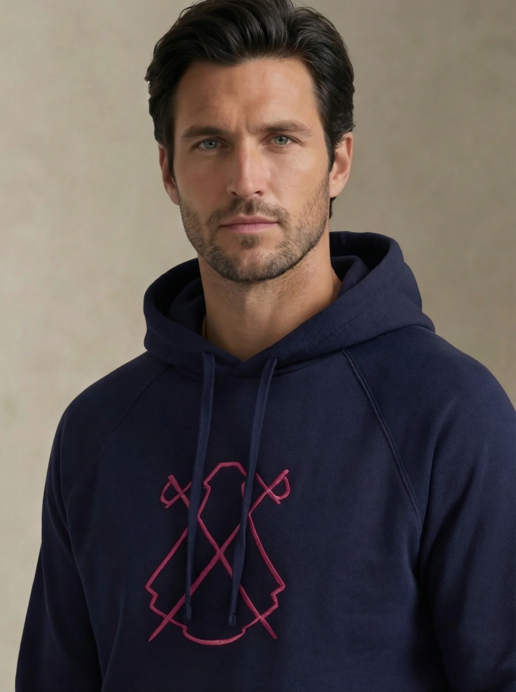 Sudadera  Capucha Azul Marino Capote Rosa Hombre - Image 6